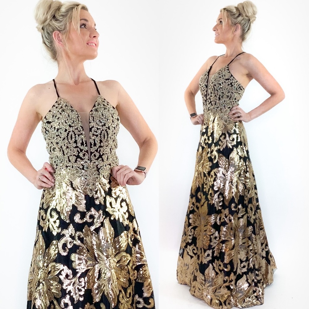 Gold Sparkly Prom Dress - Picture 2 of 8